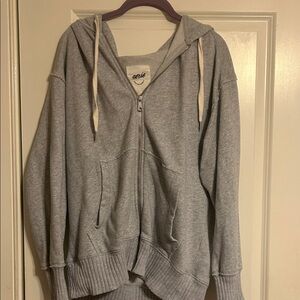 Aerie Heather Gray Zip-Up Hoodie